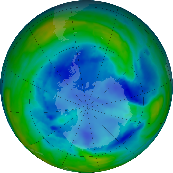 Antarctic ozone map for 19 August 2008